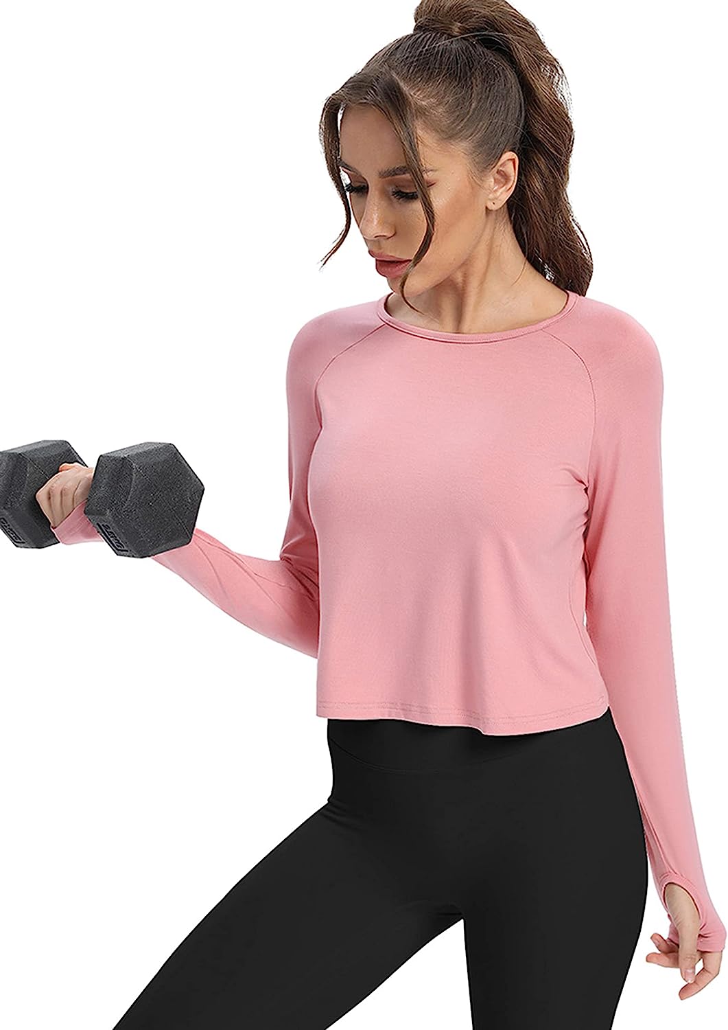 Bestisun Long Sleeve Cropped Tops Athletic Workout Athletic Yoga Gym Crop Tops for Women - Image 5